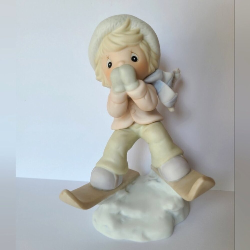 Vintage 90s Precious Moments Friend Winter Collectible Porcelain Figurine